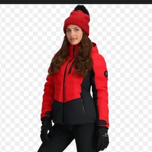 Red black Obermeyer Ski snowboard Cosima jacket